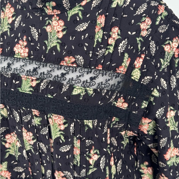 Pilcro Black Floral Bohemian Midi Dress w/ Lace Detail Sz M - Picture 2 of 15